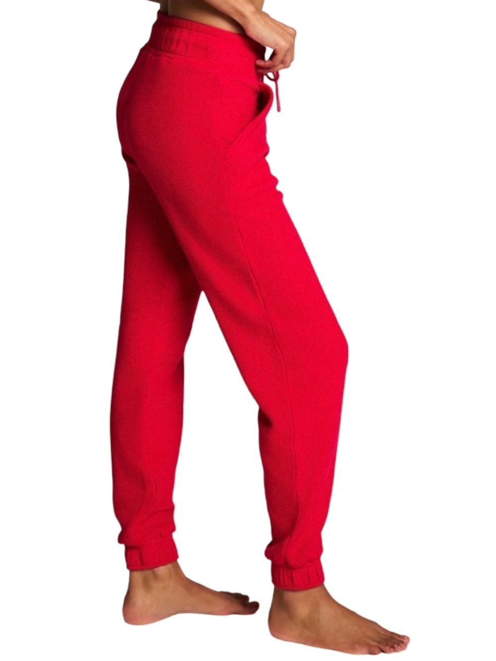 Negative Underwear Waffle Knit Joggers Size Medium Cherry Red